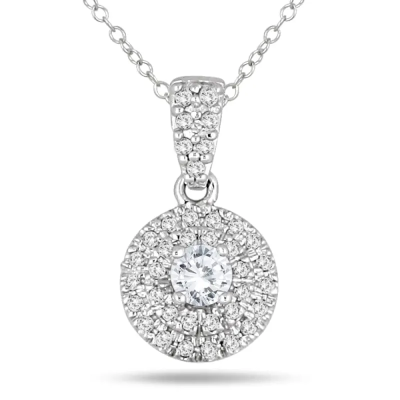 1/2 Carat TW Halo Diamond Pendant in 10K White Gold sold by Zulily