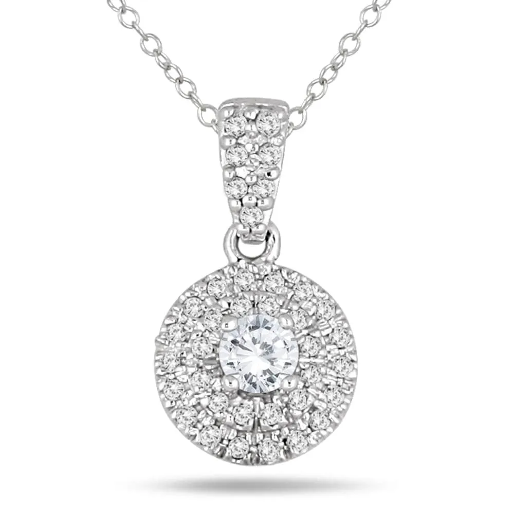 1/2 Carat TW Halo Diamond Pendant in 10K White Gold sold by Zulily