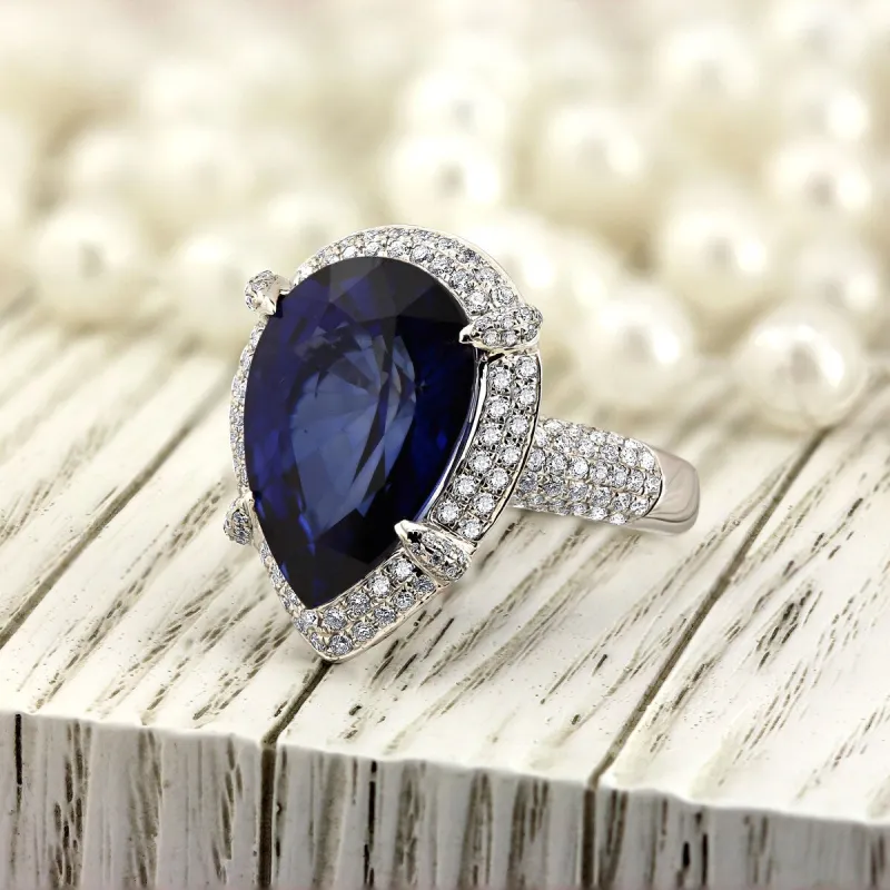 Auriya 18k Gold 14ct Pear-cut Blue Sapphire and Diamond Engagement Ring 1.07ct TDW sold by Zulily