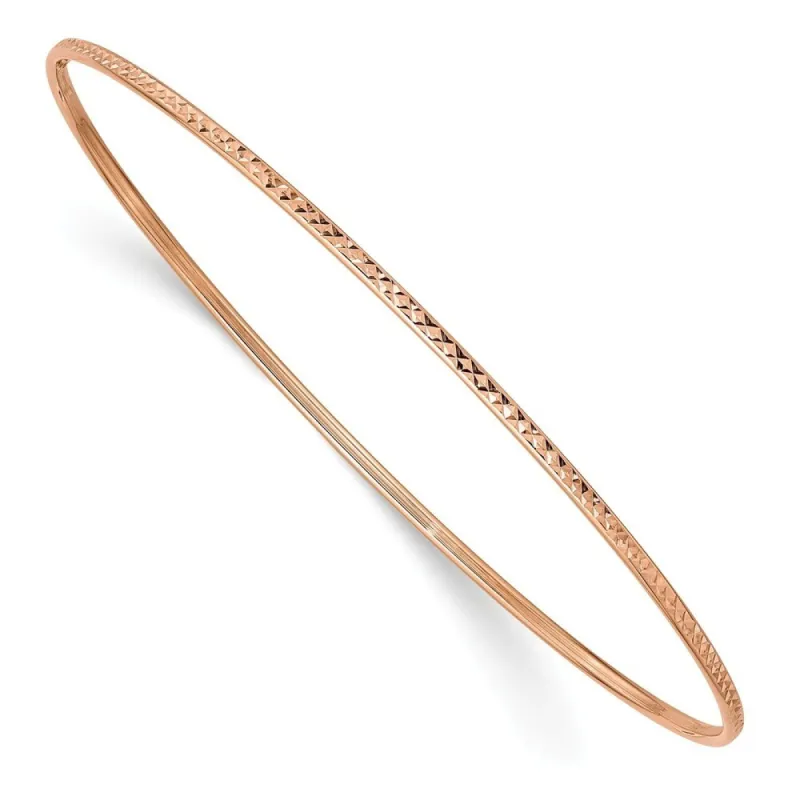 Curata 14k Rose Gold 8" 1.5" Textured Thin Slip-on Stackable Bangle Bracelet sold by Zulily