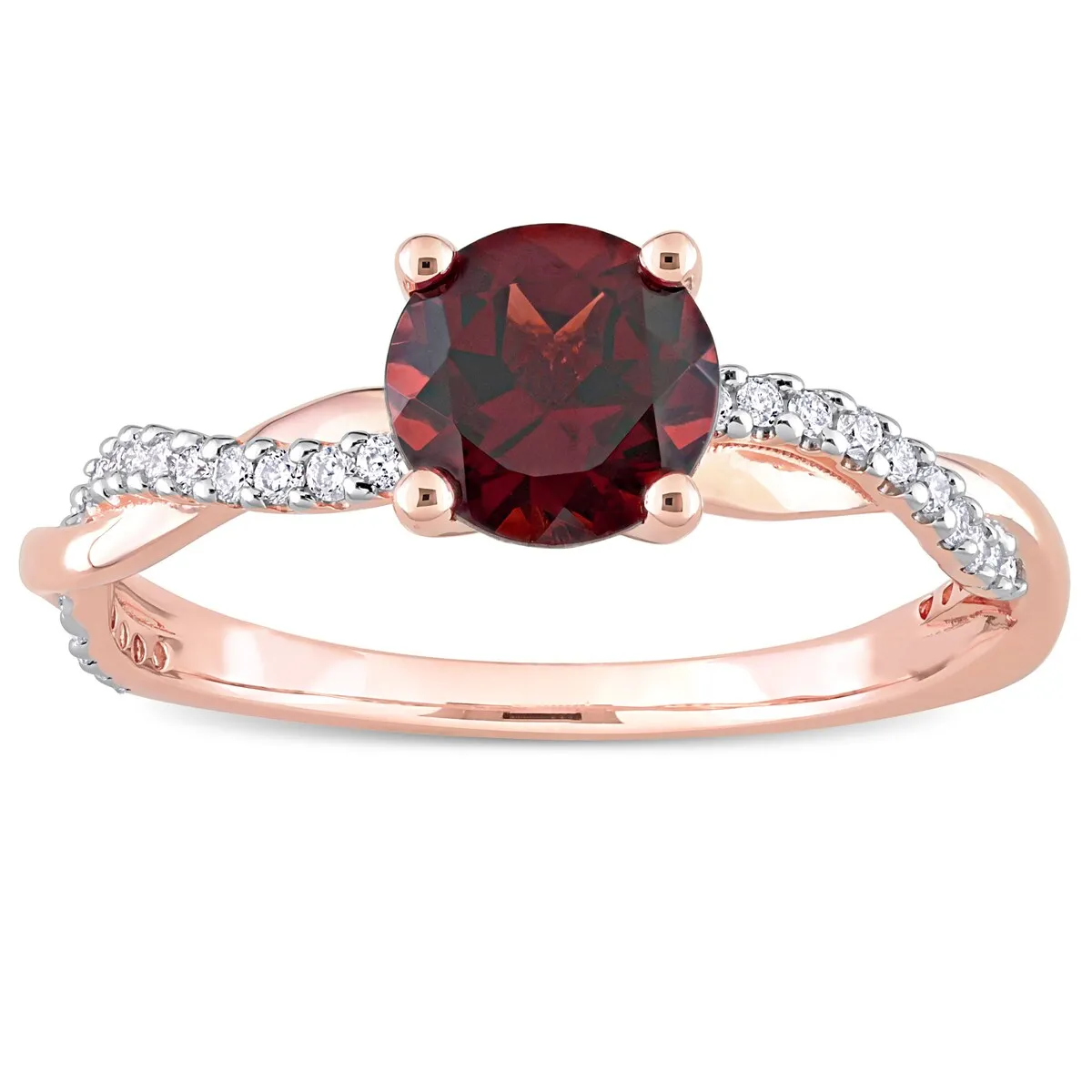 Miadora Garnet and 1/6ct TDW Diamond Crossover Birthstone Ring in 14k Rose Gold sold by Zulily product image thumbnail 3