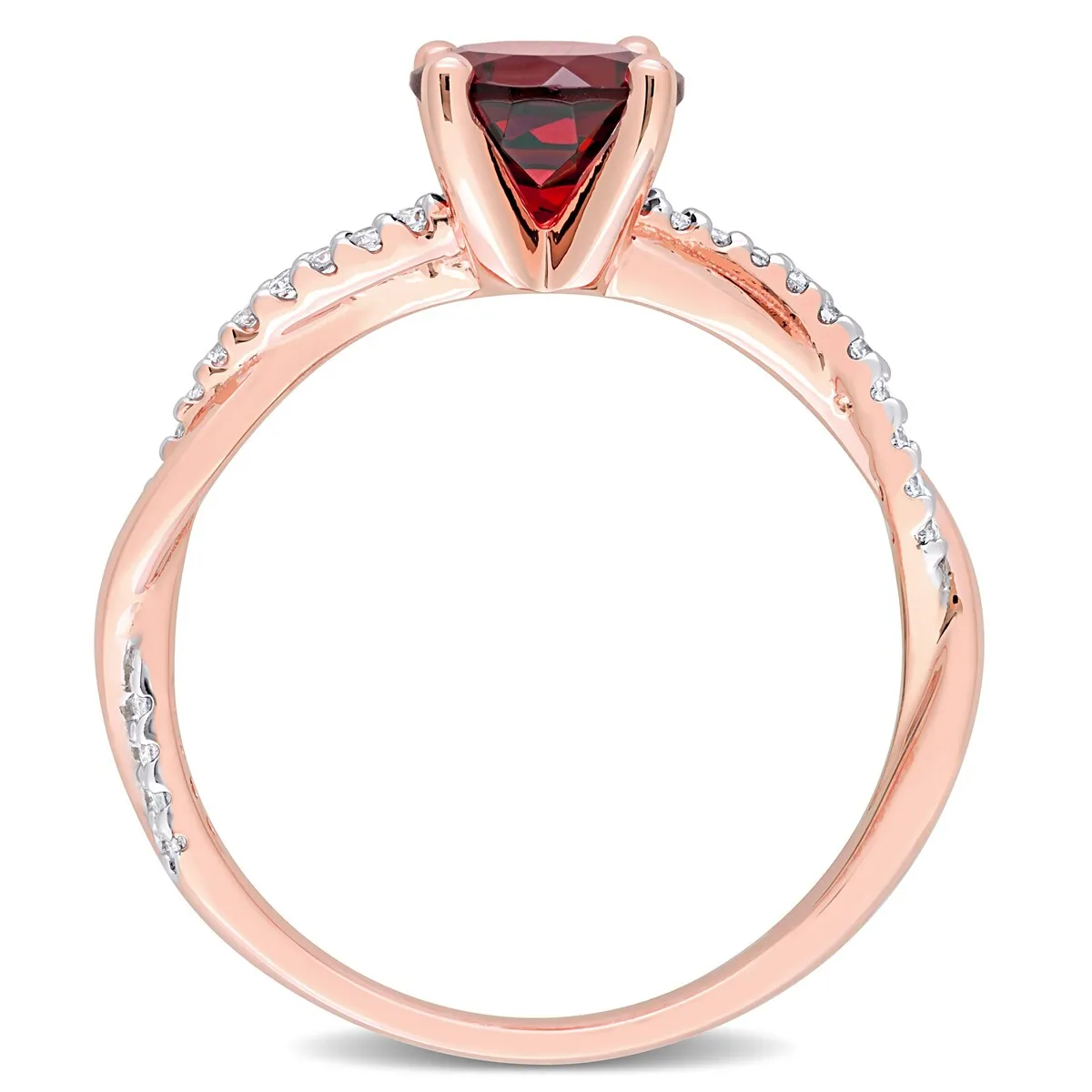 Miadora Garnet and 1/6ct TDW Diamond Crossover Birthstone Ring in 14k Rose Gold sold by Zulily product image thumbnail 5