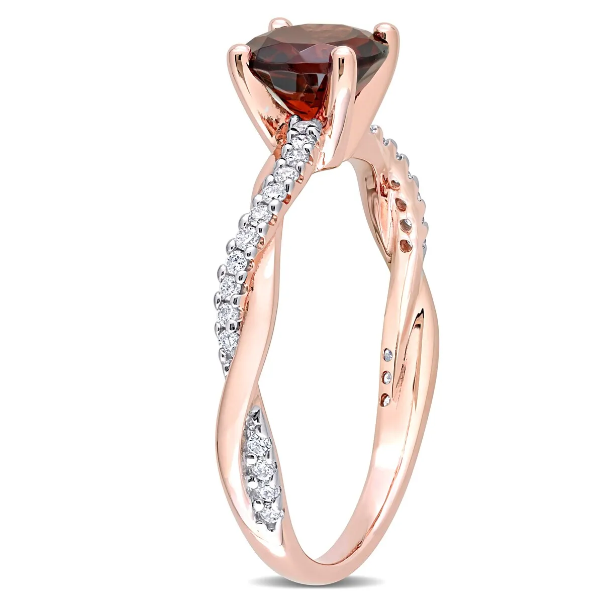 Miadora Garnet and 1/6ct TDW Diamond Crossover Birthstone Ring in 14k Rose Gold sold by Zulily product image thumbnail 4