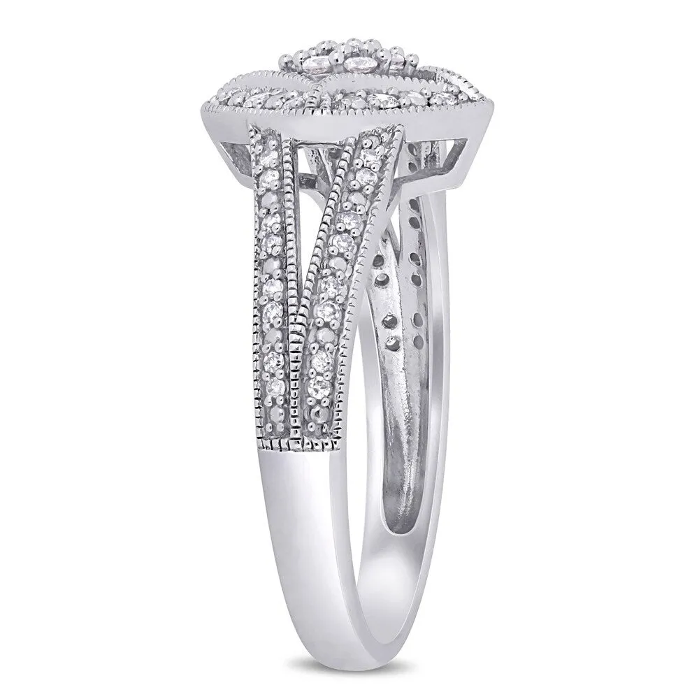 Miadora 10k White Gold 1/4ct TDW Diamond Halo Split Shank Engagement Ring sold by Zulily product image thumbnail 2