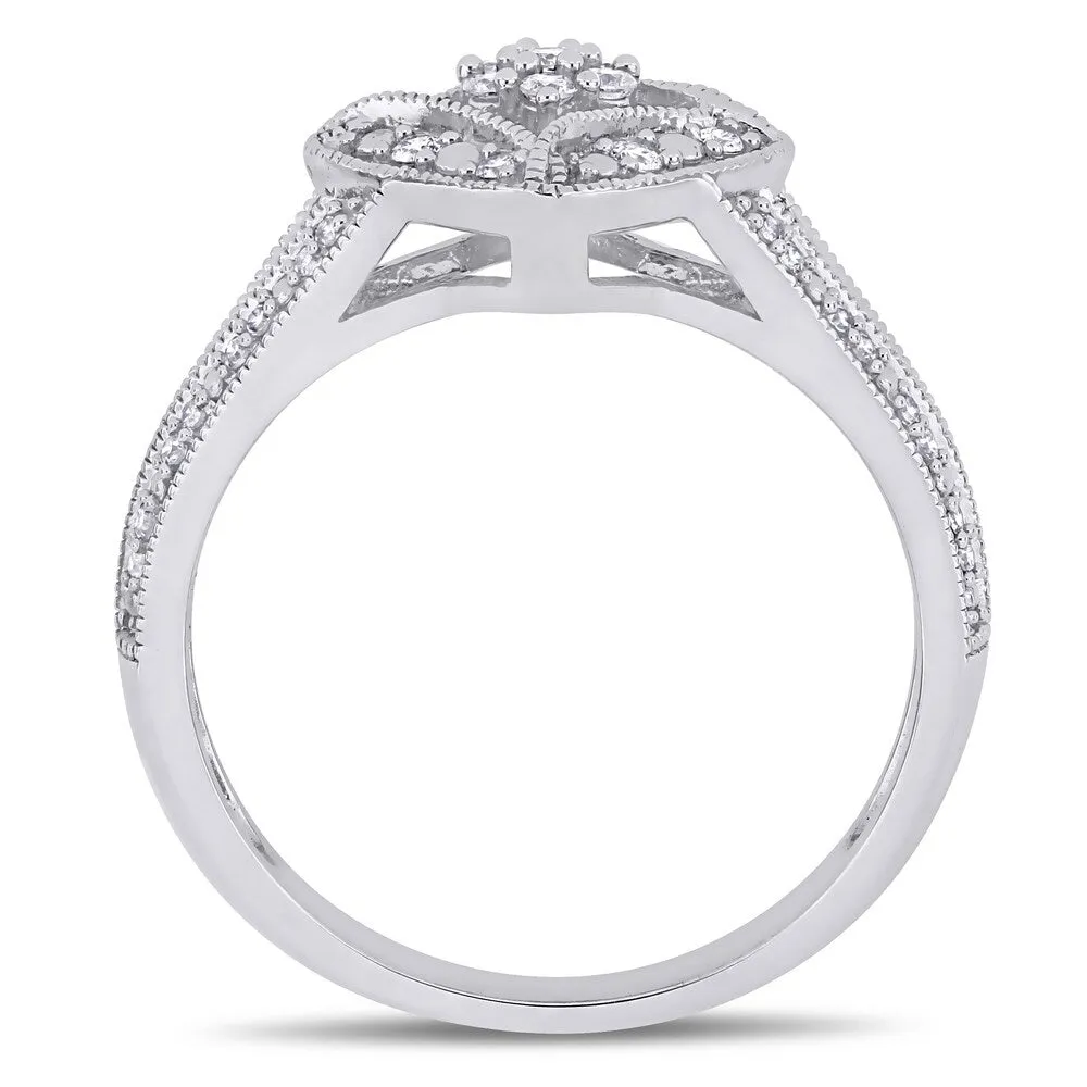 Miadora 10k White Gold 1/4ct TDW Diamond Halo Split Shank Engagement Ring sold by Zulily product image thumbnail 3