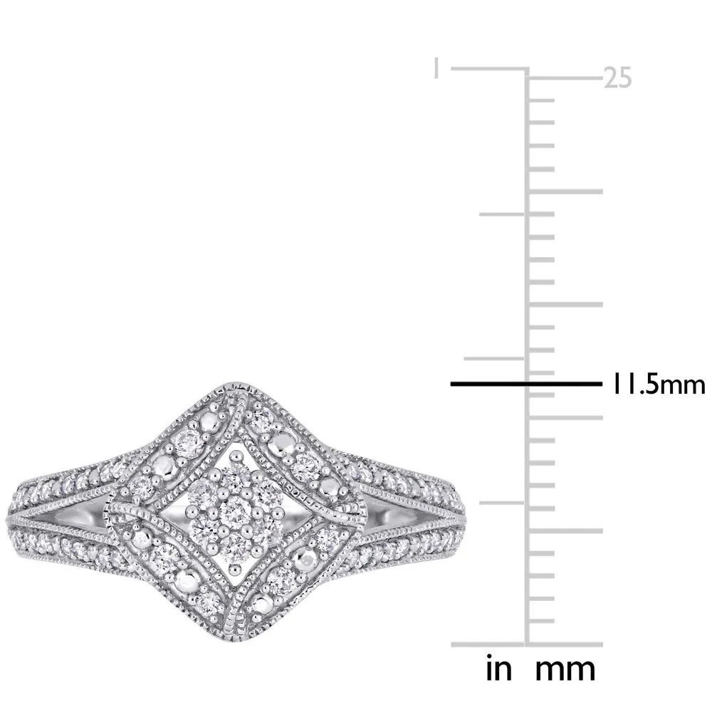 Miadora 10k White Gold 1/4ct TDW Diamond Halo Split Shank Engagement Ring sold by Zulily product image thumbnail 4