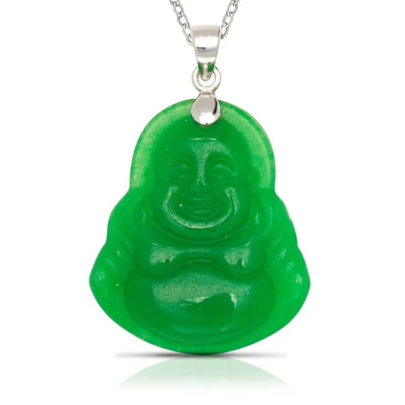 925 Sterling silver 18" Green Jade/Lavendar Jade/Black Onyx/ Brown Jade Carved Buddha Pendant Necklace (20mm x 30mm) sold by Zulily