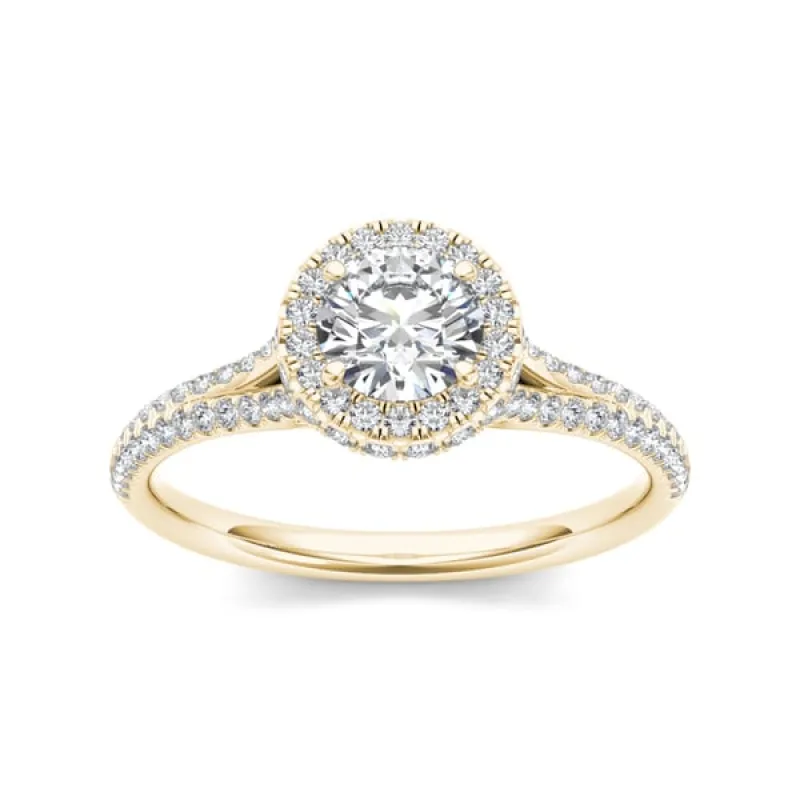 De Couer 14k Yellow Gold 1ct TDW Diamond Halo Engagement Ring sold by Zulily