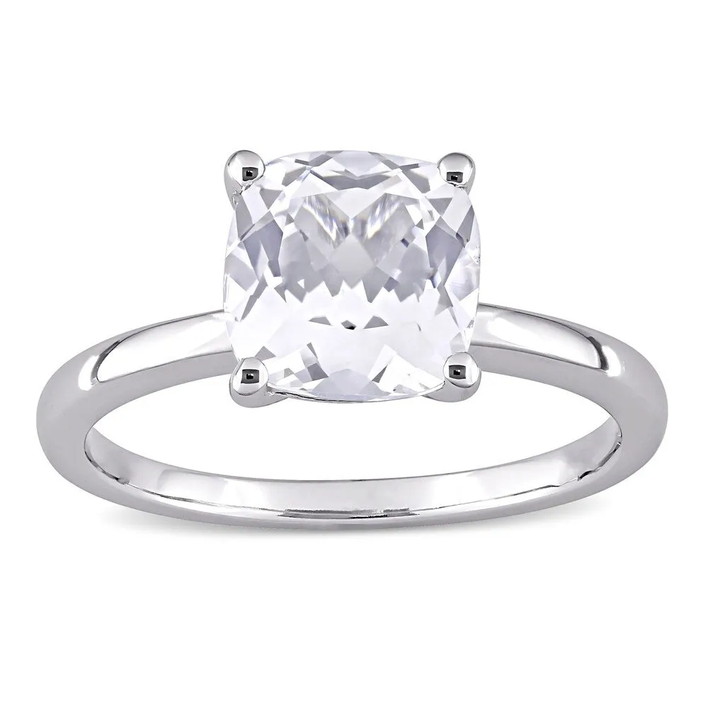 Miadora 10k White Gold cushion-cut Created White Sapphire Solitaire Engagement Ring sold by Zulily product image thumbnail 2