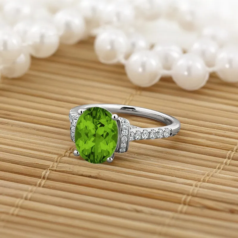 Auriya Modern 2 3/8ct Oval Peridot and Diamond Engagement Ring 3/8cttw 14k Gold sold by Zulily