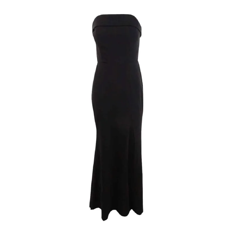 Crystal Doll Juniors' Strapless Slit Dress Black Size 9 sold by Zulily