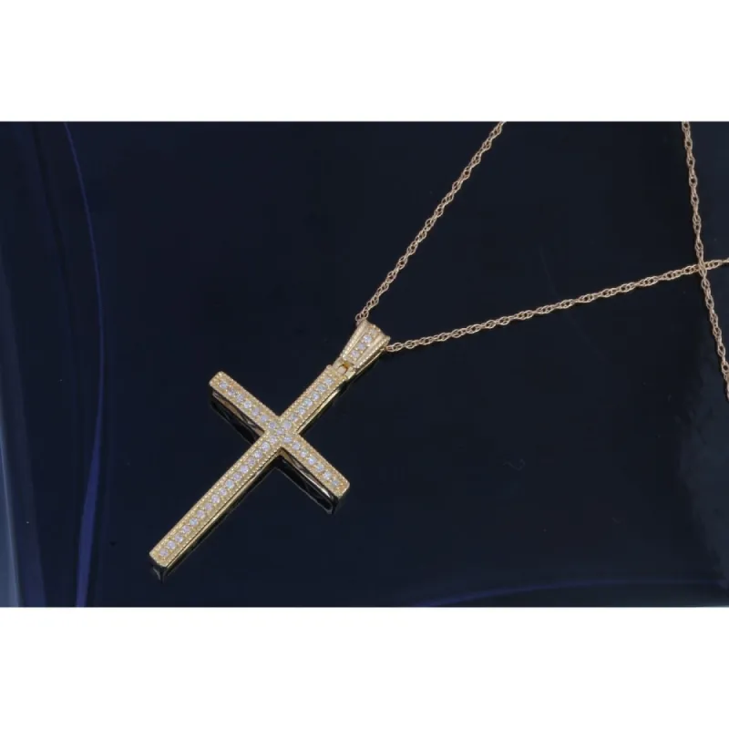 De Couer IGI Certified 10k Yellow Gold 1/6ct TDW Diamond Cross Necklace sold by Zulily