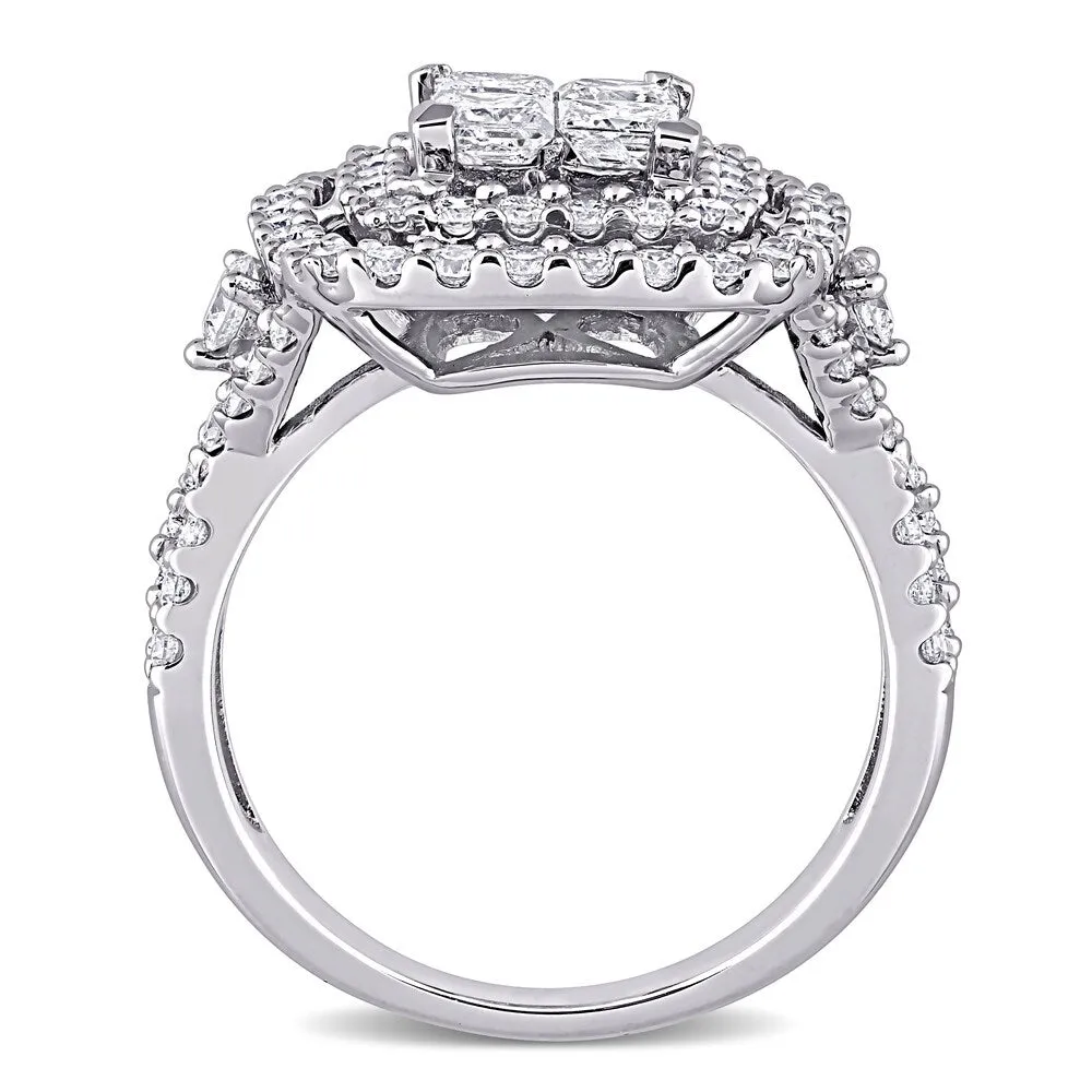 Miadora 14k White Gold 2ct TDW Princess-cut Quad Diamond Double Halo Engagement Ring sold by Zulily product image thumbnail 4
