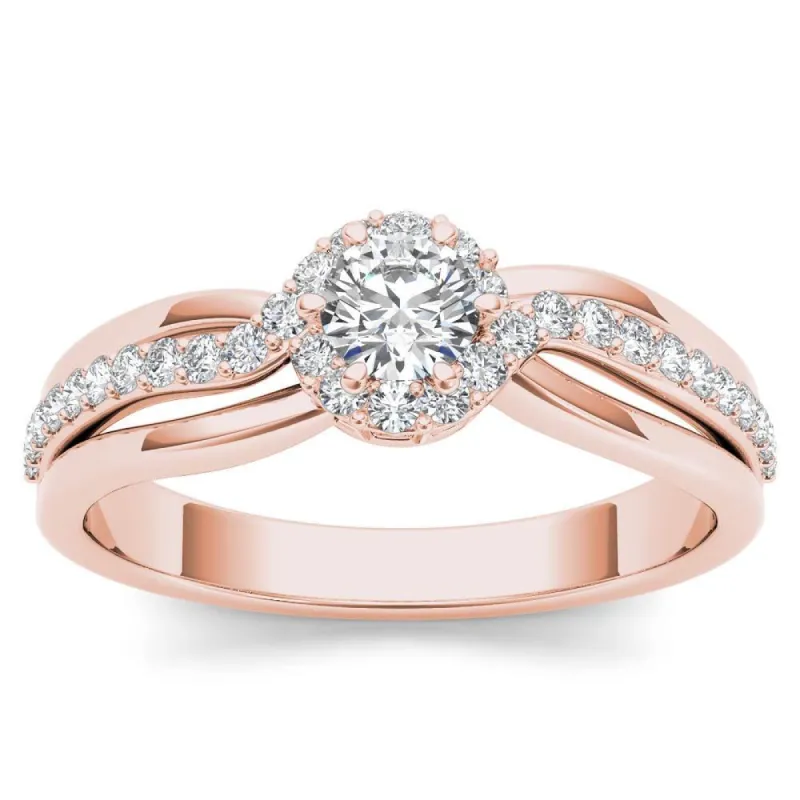 De Couer IGI Certified 10k Rose Gold 1/2ct TDW Diamond Classic Bypass Engagement Ring sold by Zulily