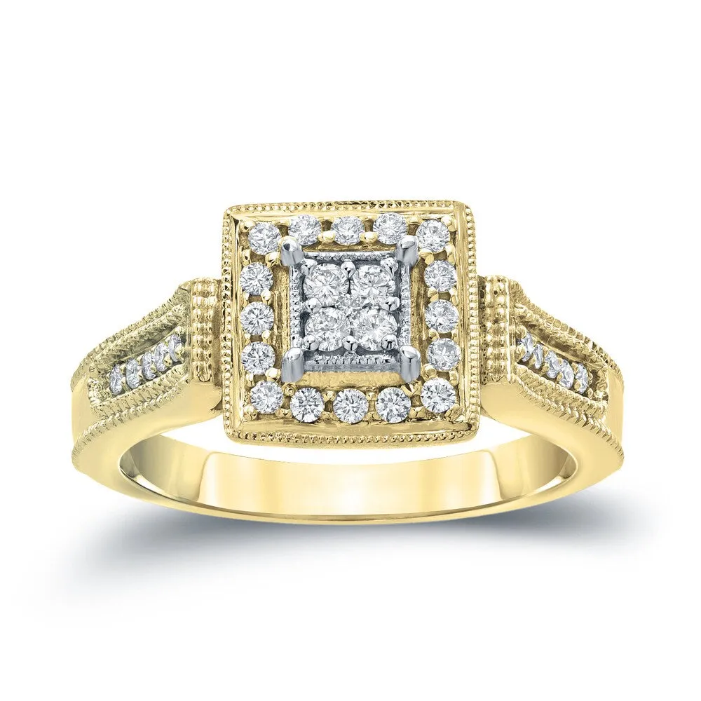 14k Gold 1/4ct TDW Diamond Cluster Engagement Ring by Auriya sold by Zulily product image thumbnail 2