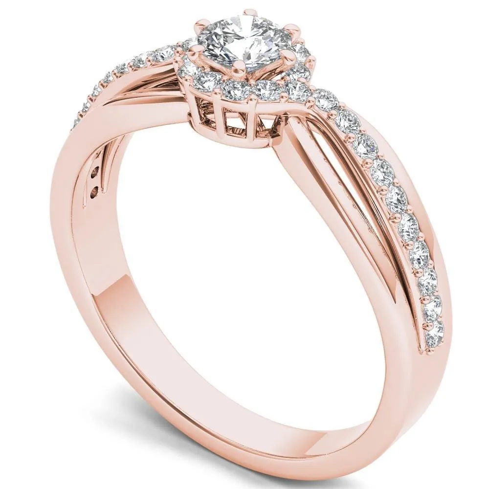 De Couer IGI Certified 10k Rose Gold 1/2ct TDW Diamond Classic Bypass Engagement Ring sold by Zulily product image thumbnail 2
