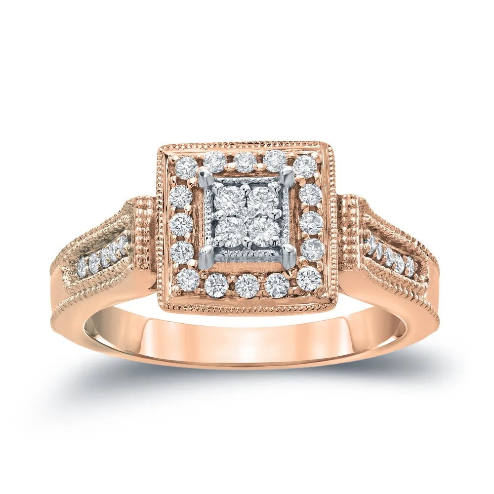 14k Gold 1/4ct TDW Diamond Cluster Engagement Ring by Auriya sold by Zulily product image thumbnail 3