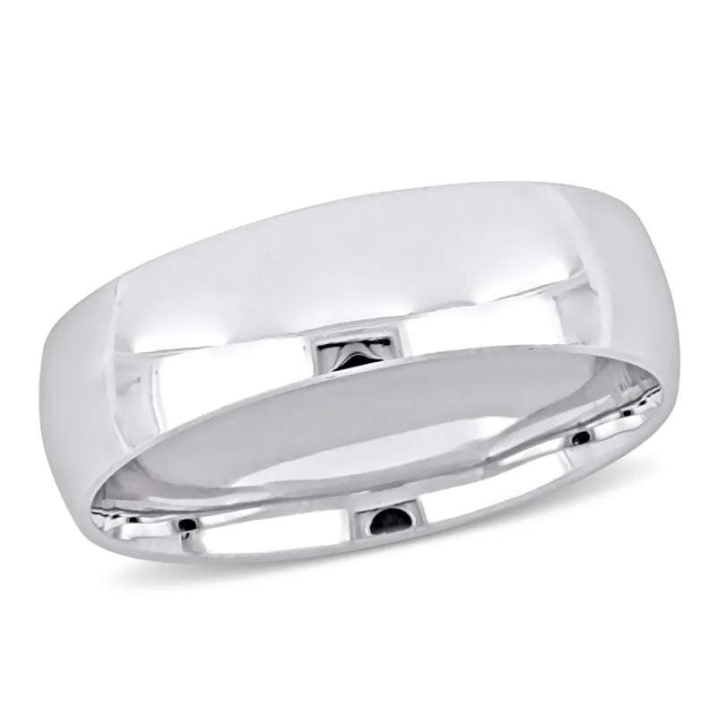 Miadora Mens 6 mm Polished Finish Wedding Band in 14k White Gold sold by Zulily