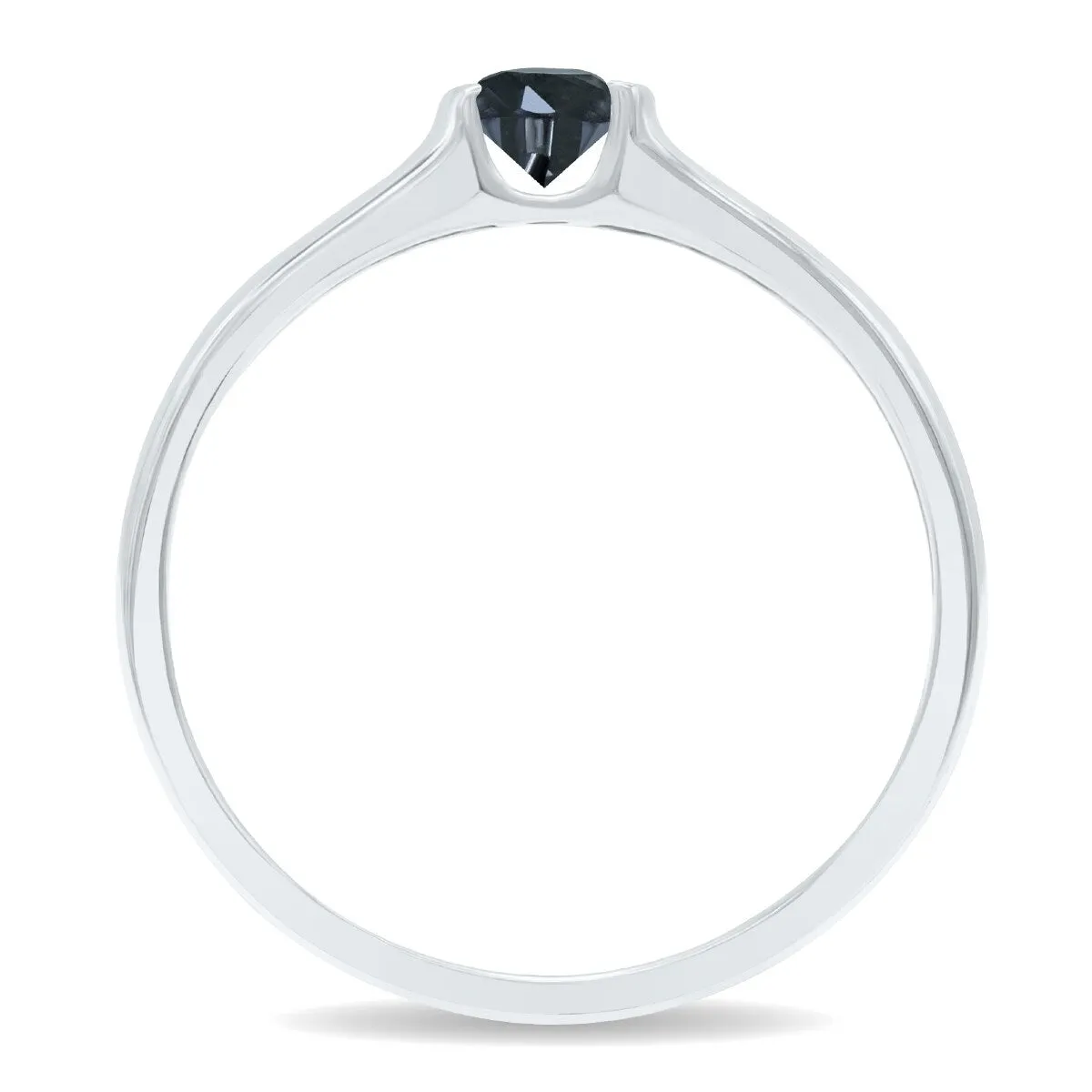 1/4 Carat Half Bezel Black Diamond Solitaire Ring in 10K White Gold sold by Zulily product image thumbnail 3
