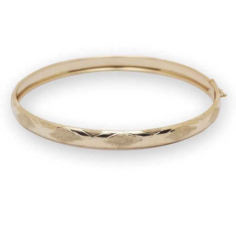 Curata 10k Yellow Gold 6mm Textured Hinged Bangle Bracelet sold by Zulily