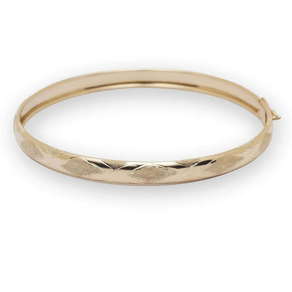 Curata 10k Yellow Gold 6mm Textured Hinged Bangle Bracelet sold by Zulily