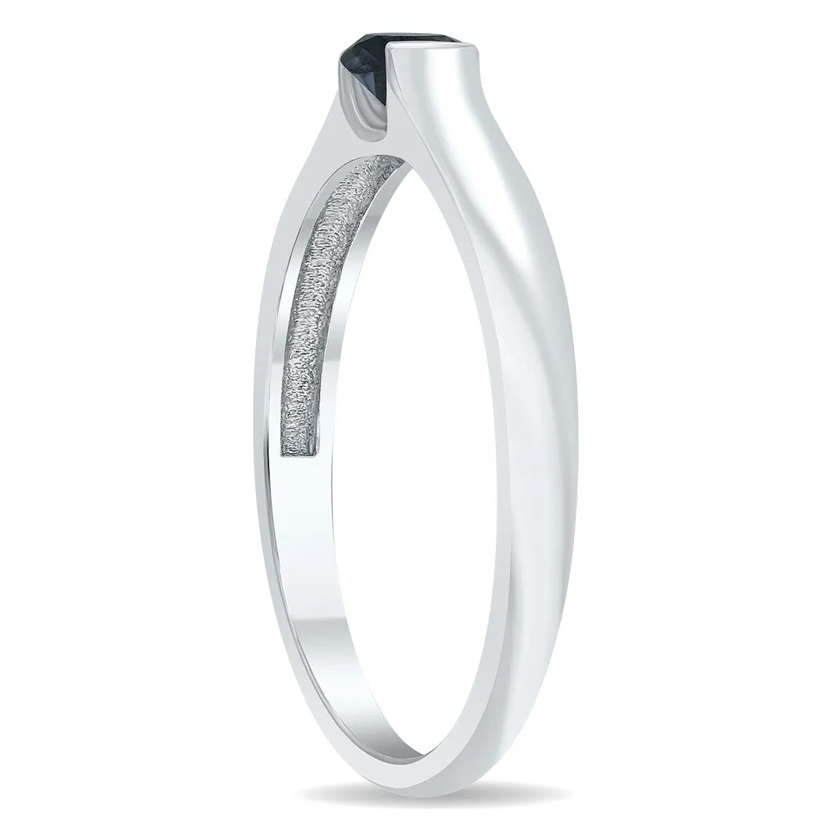 1/4 Carat Half Bezel Black Diamond Solitaire Ring in 10K White Gold sold by Zulily product image thumbnail 2