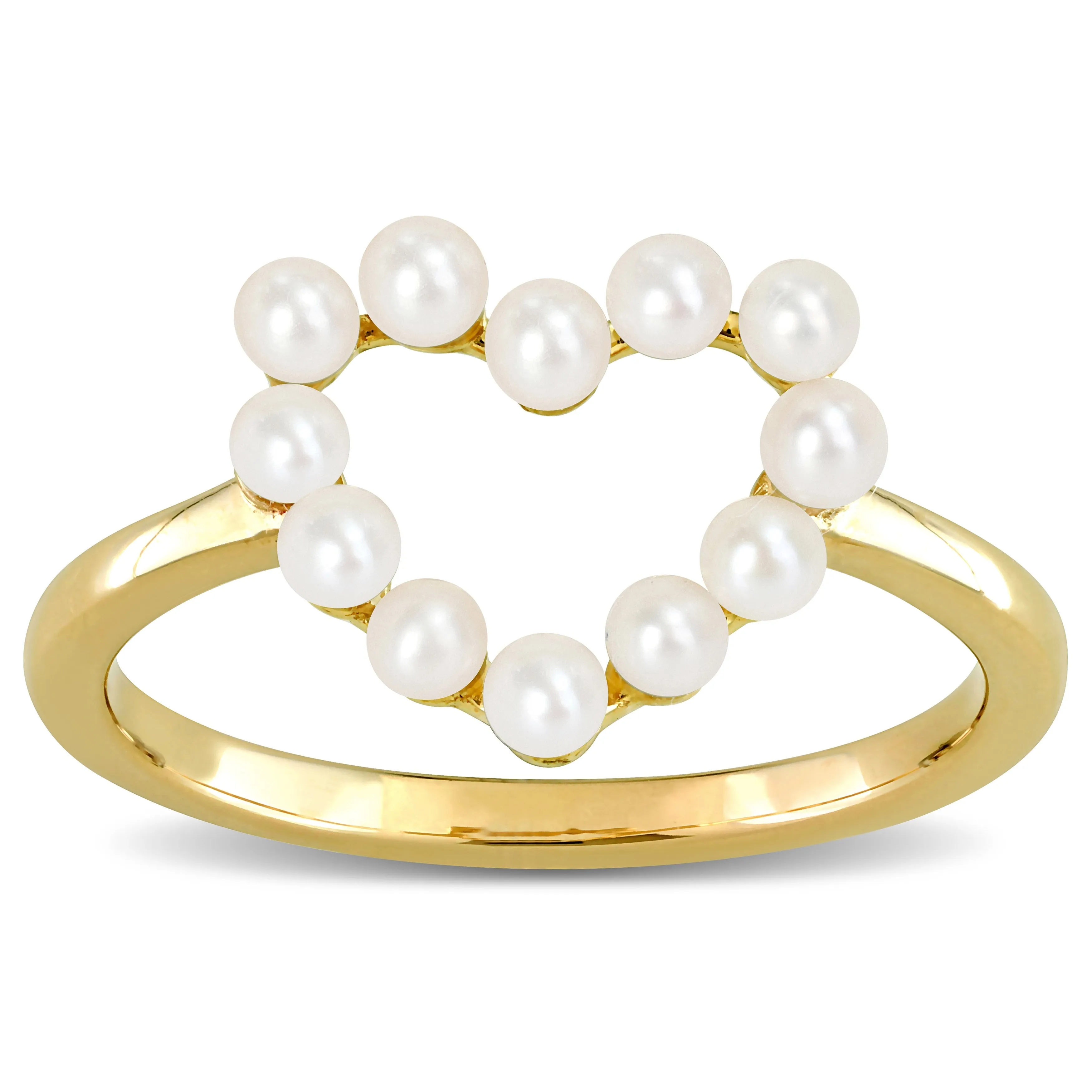 Miadora 2-2.5mm Cultured Freshwater Pearl Heart Ring in 14k Yellow Gold sold by Zulily product image thumbnail 2