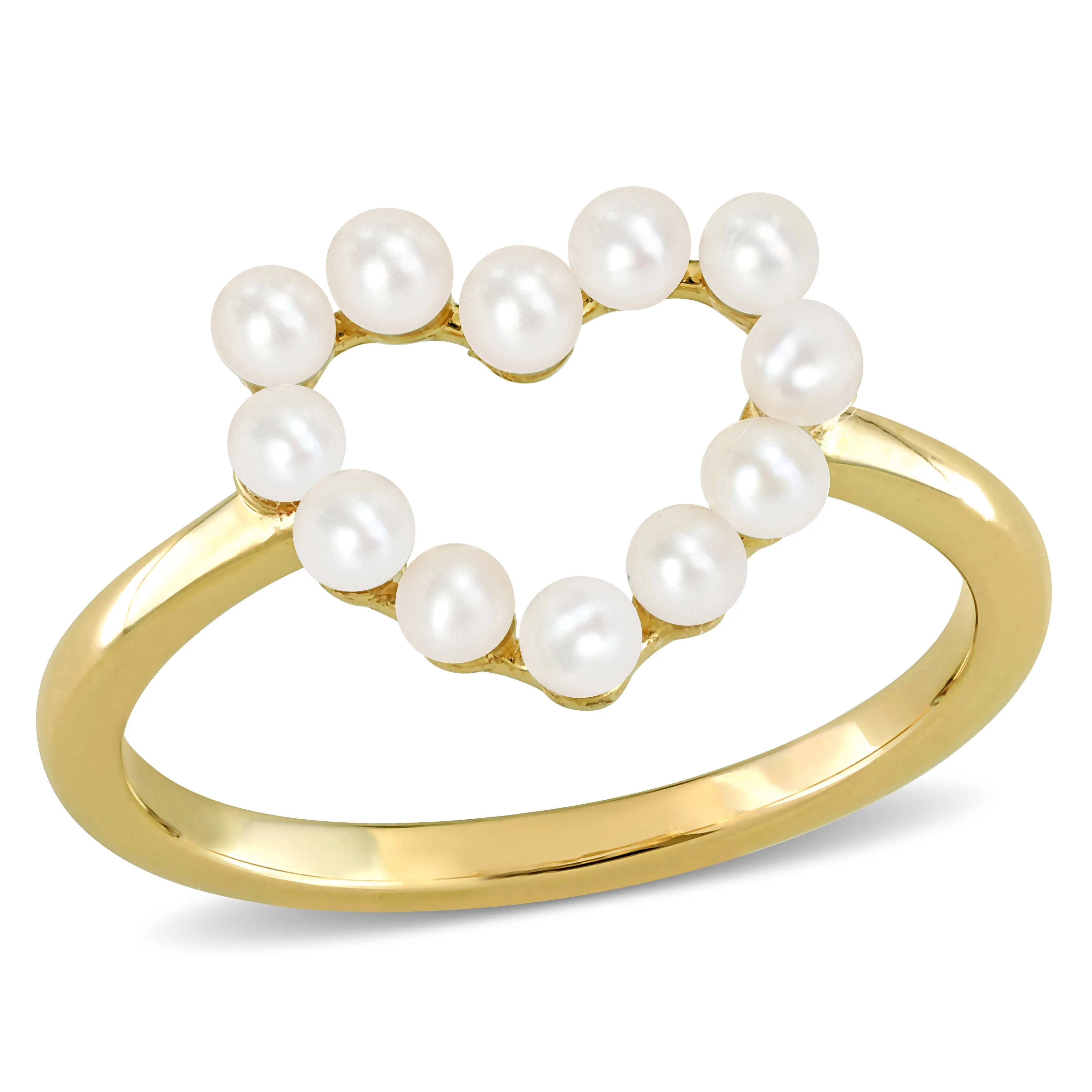 Miadora 2-2.5mm Cultured Freshwater Pearl Heart Ring in 14k Yellow Gold sold by Zulily