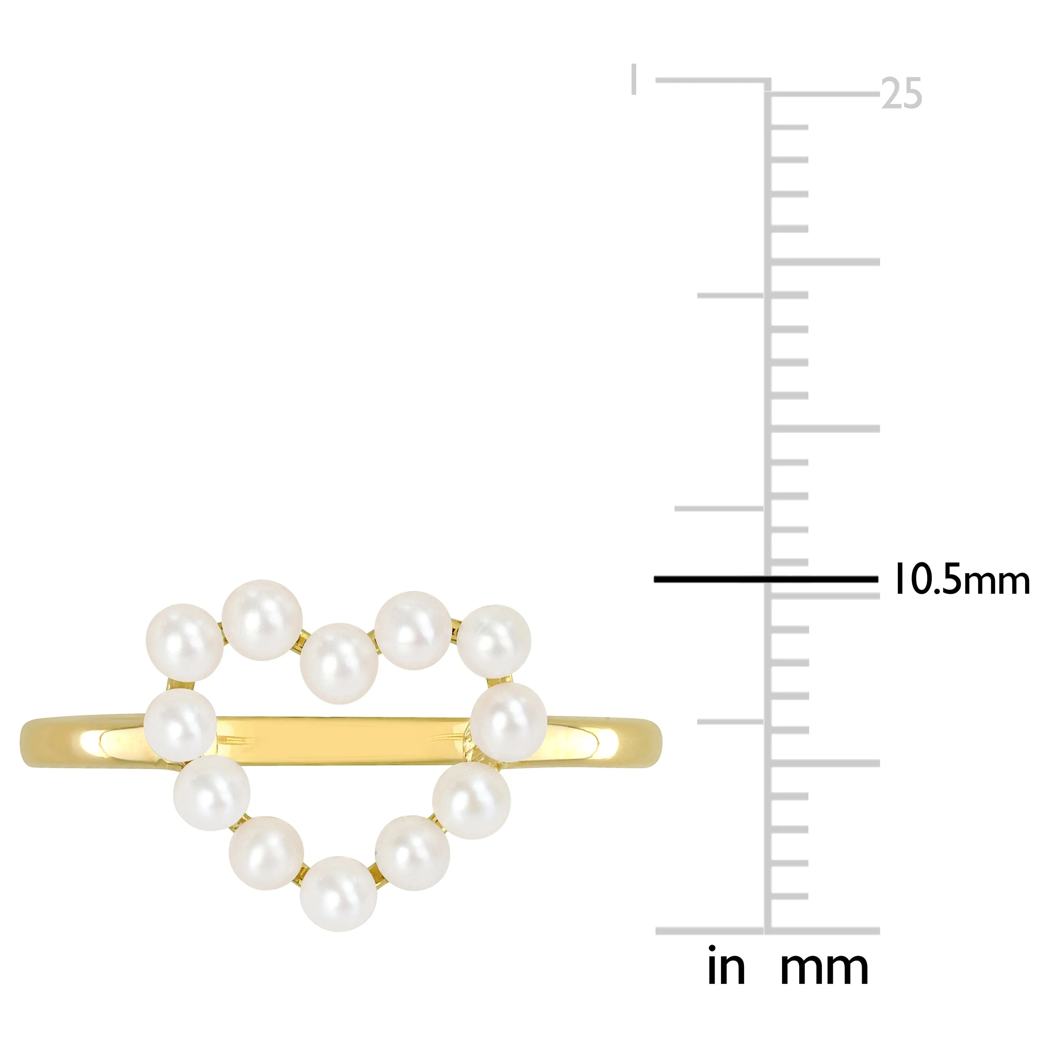 Miadora 2-2.5mm Cultured Freshwater Pearl Heart Ring in 14k Yellow Gold sold by Zulily product image thumbnail 4