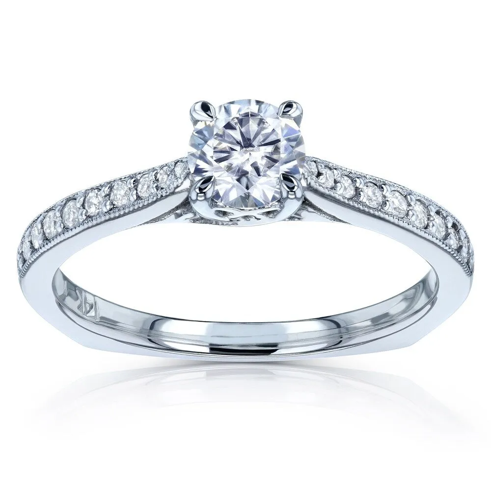 Annello by Kobelli 14k Gold 5/8ct TGW Round Moissanite and Diamond Square Shank Trellis Engagement Ring (DEF/VS, GH/I) sold by Zulily product image thumbnail 2