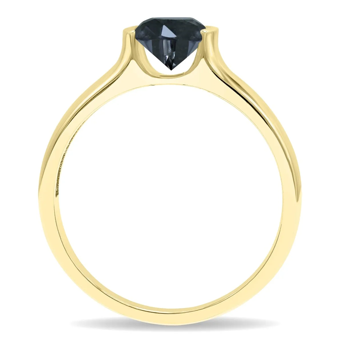 1 Carat Half Bezel Black Diamond Solitaire Ring in 10K Yellow Gold sold by Zulily product image thumbnail 2