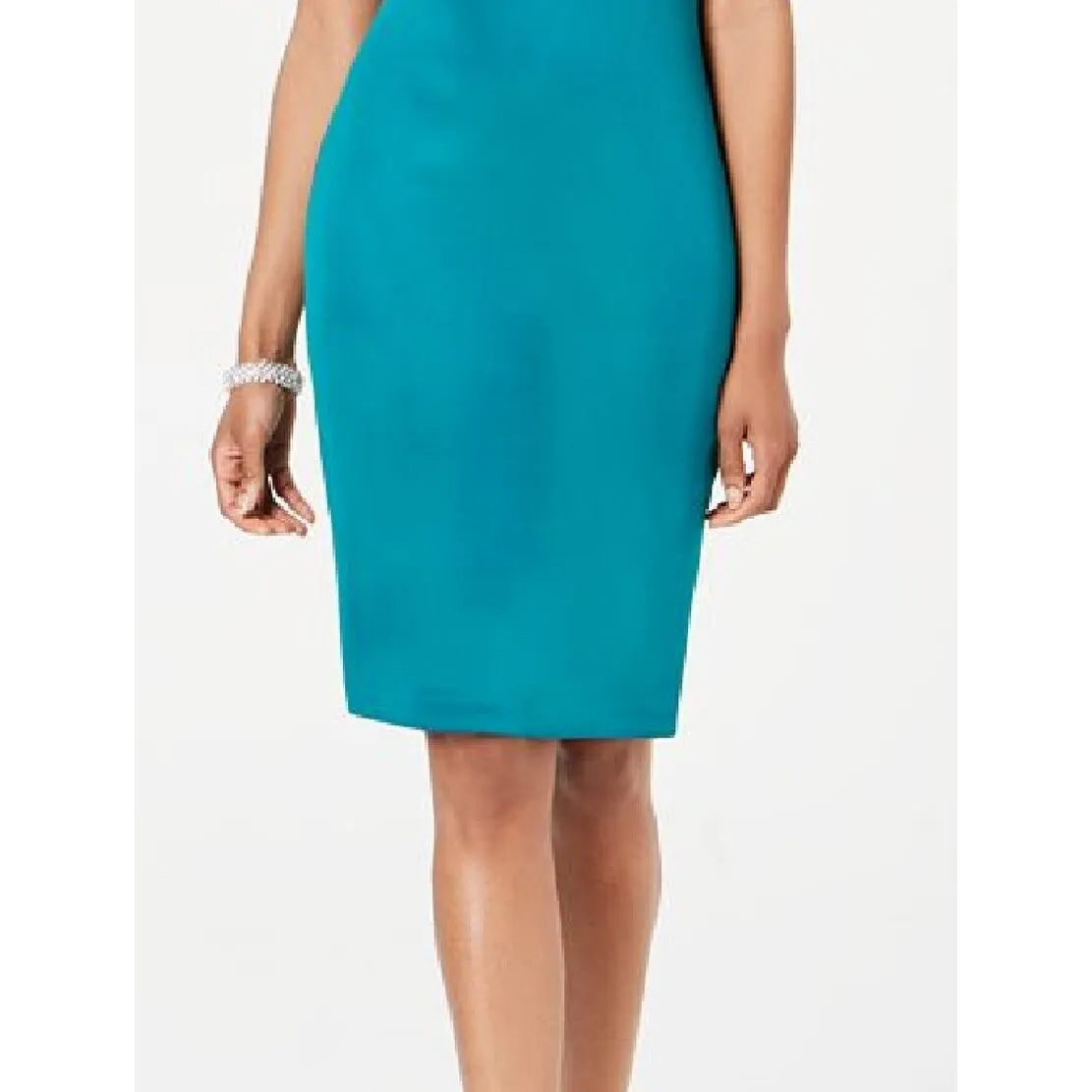 Connected Women's Rhinestone Bow Scuba Sheath Dress Blue Size 16 sold by Zulily product image thumbnail 3