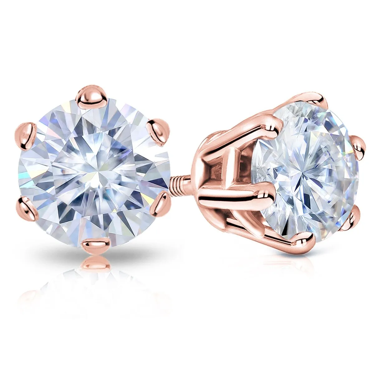 Auriya 3ctw Round Moissanite Stud Earrings 14k Gold - 7.4 mm sold by Zulily product image thumbnail 3
