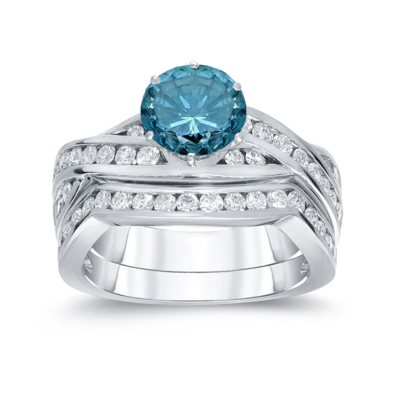 Auriya 14k Gold 2ctw Modern Blue Diamond Engagement Ring Set sold by Zulily