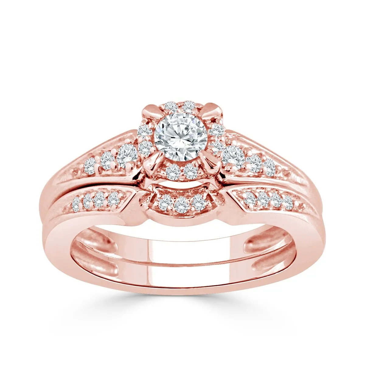 Auriya 1/2ctw Round Halo Diamond Engagement Ring Set 14k Gold sold by Zulily product image thumbnail 2