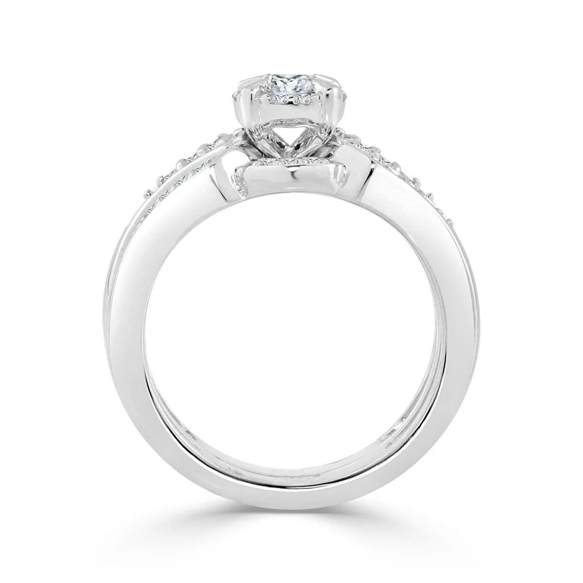 Auriya 1/2ctw Round Halo Diamond Engagement Ring Set 14k Gold sold by Zulily product image thumbnail 3