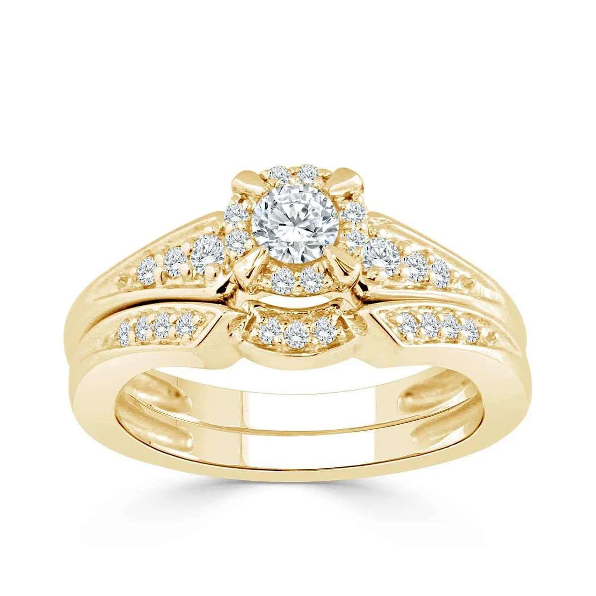 Auriya 1/2ctw Round Halo Diamond Engagement Ring Set 14k Gold sold by Zulily