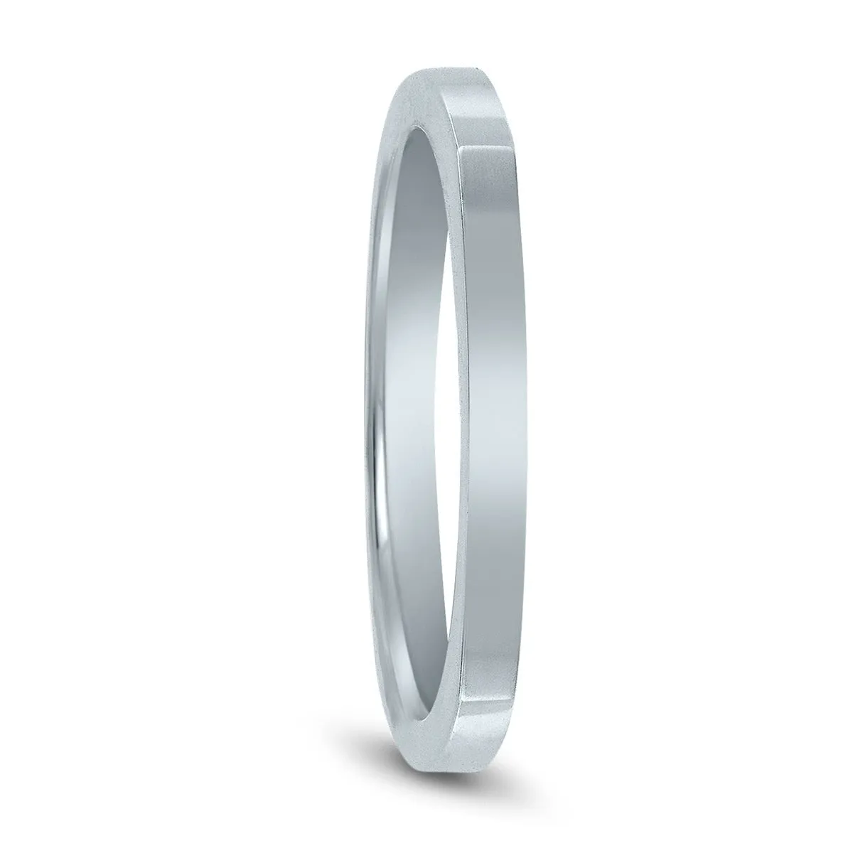 4 Sided Thin 1.5MM Wedding Band in 14K White Gold sold by Zulily product image thumbnail 2