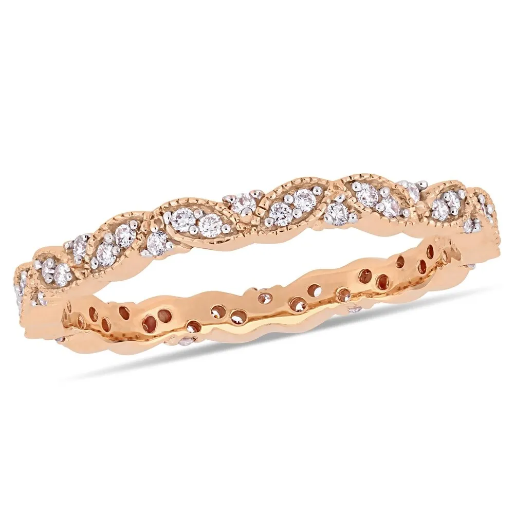 Miadora 14k Rose Gold 1/4ct TDW Diamond Marquise-Shape Eternity Band sold by Zulily