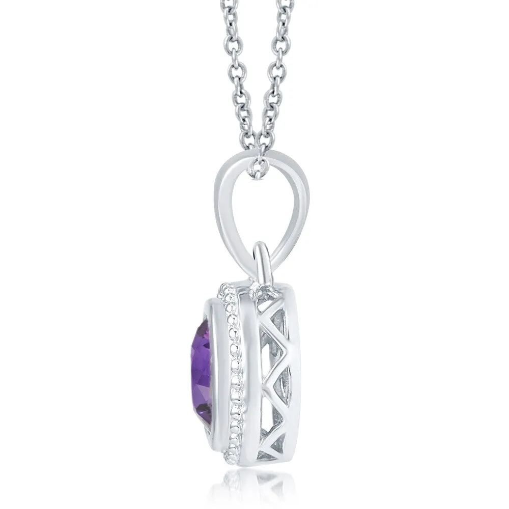 Sterling Silver Round Choice of Gemstone Solitaire Pendant Necklace sold by Zulily product image thumbnail 4