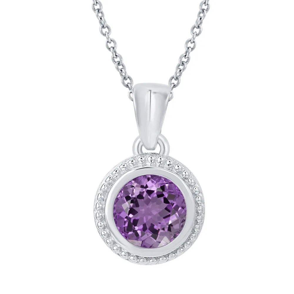 Sterling Silver Round Choice of Gemstone Solitaire Pendant Necklace sold by Zulily product image thumbnail 2