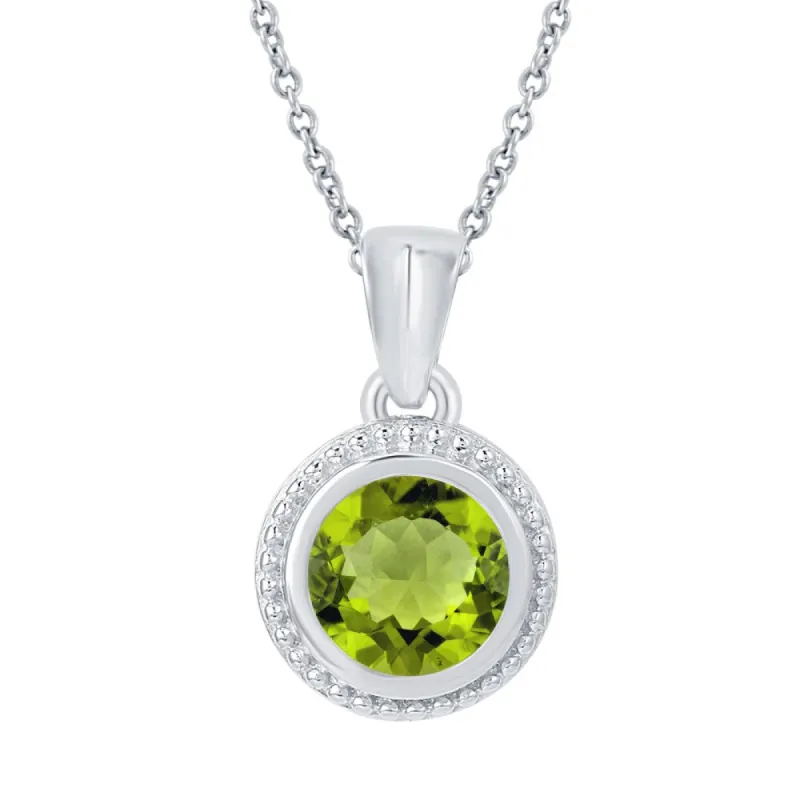 Sterling Silver Round Choice of Gemstone Solitaire Pendant Necklace sold by Zulily
