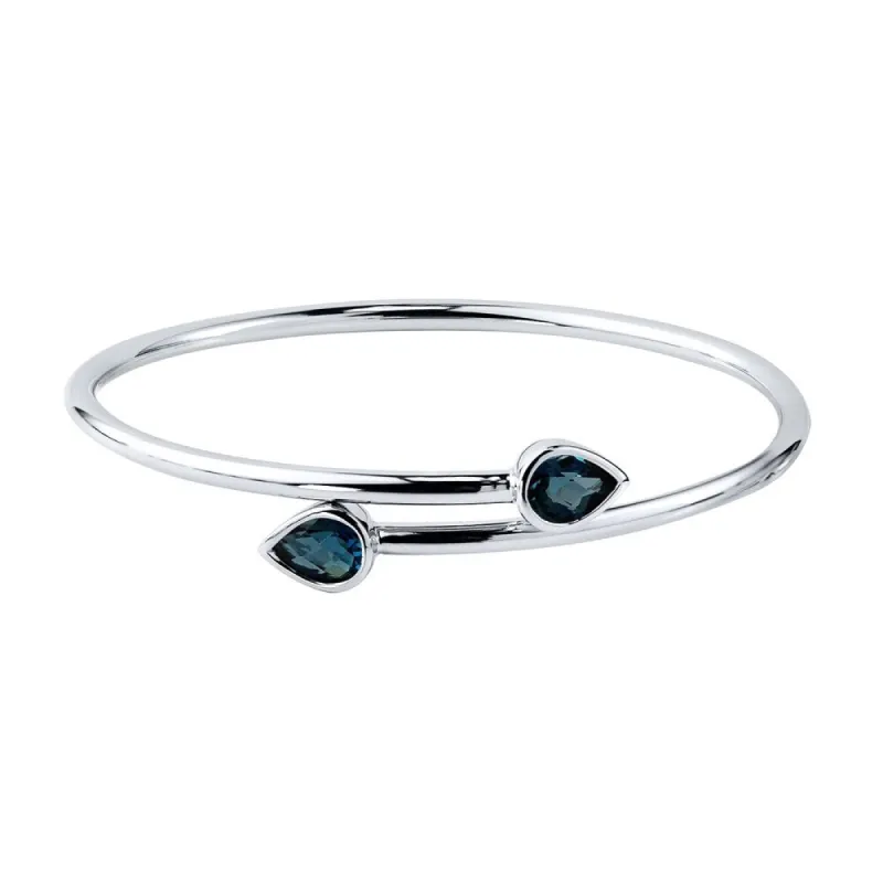 Auriya 2 1/2ct Pear-cut London Blue Topaz Bypass Bangle Bracelet Gold over Silver sold by Zulily