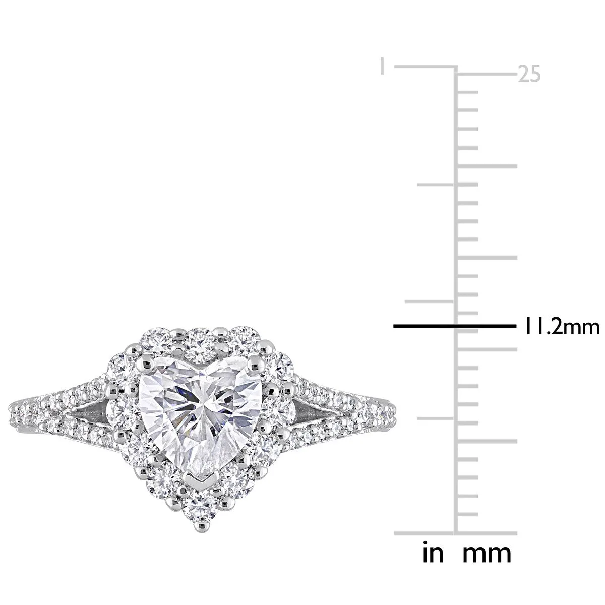 Miadora 1 1/2ct DEW Heart-cut Moissanite Halo Split Shank Engagement Ring in Sterling Silver sold by Zulily product image thumbnail 4