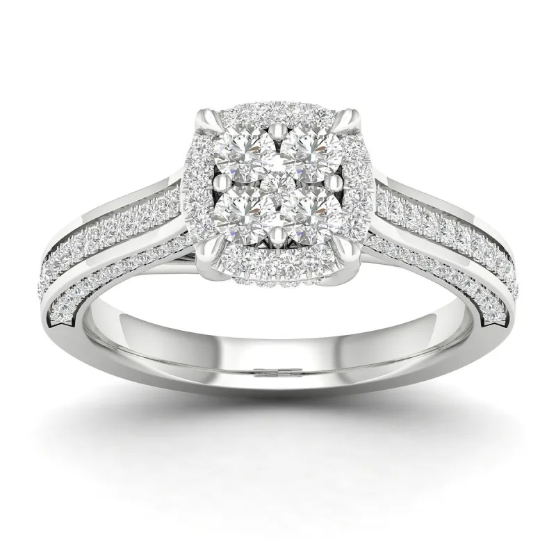 De Couer 10k Gold 3/4ct TDW Diamond Cluster Halo Engagement Ring sold by Zulily