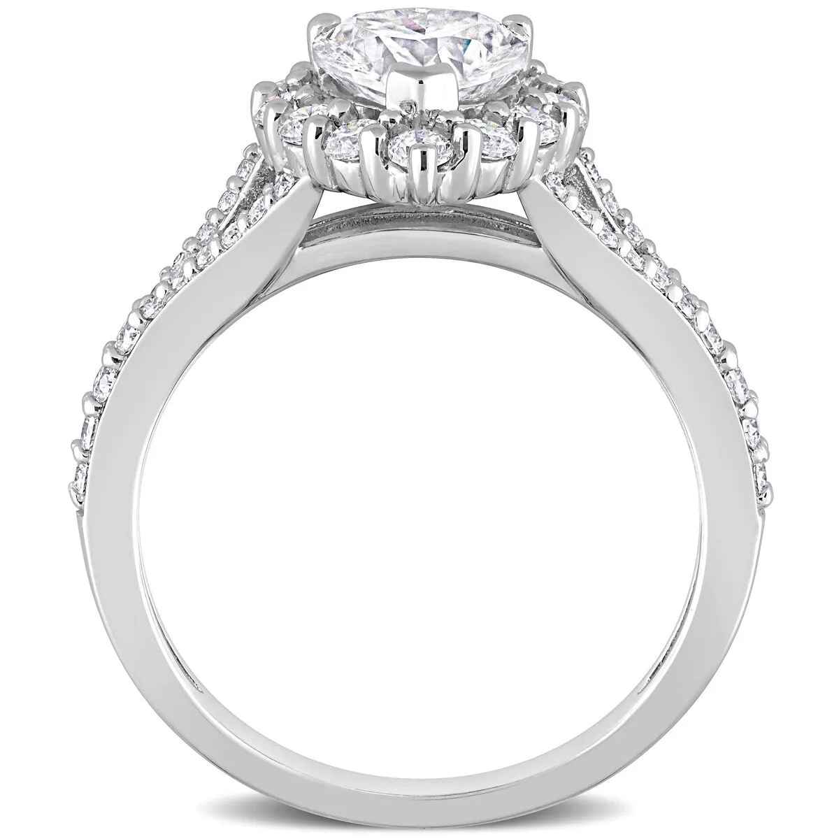 Miadora 1 1/2ct DEW Heart-cut Moissanite Halo Split Shank Engagement Ring in Sterling Silver sold by Zulily product image thumbnail 3