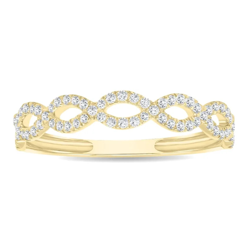 Women's 1/4 Carat TW 3mm Double Row Twisted Diamond Wedding Band in 10K Yellow Gold sold by Zulily
