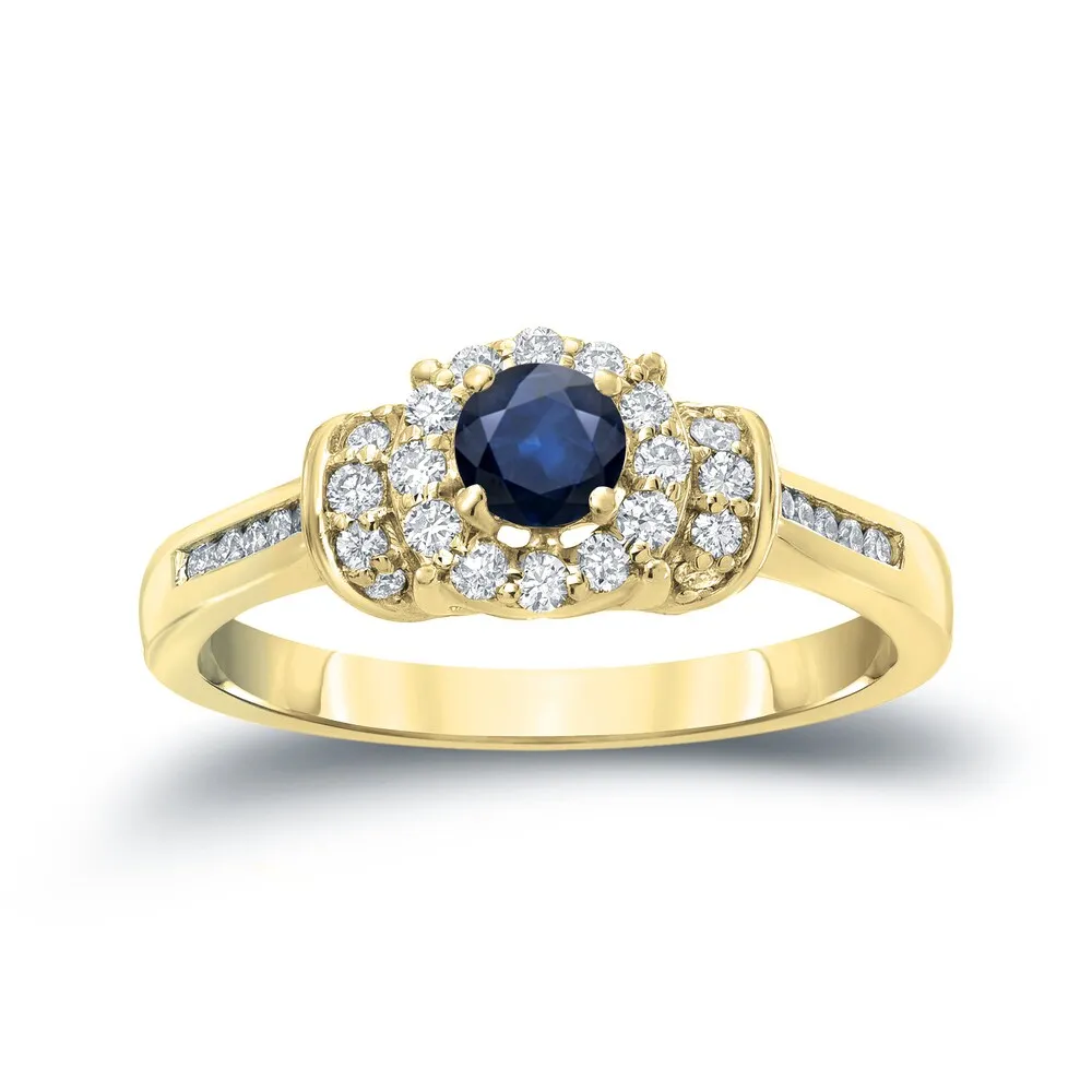 Auriya 1/4ct Blue Sapphire and 1/4ctw Diamond Engagement Ring Set 14k Gold sold by Zulily product image thumbnail 2