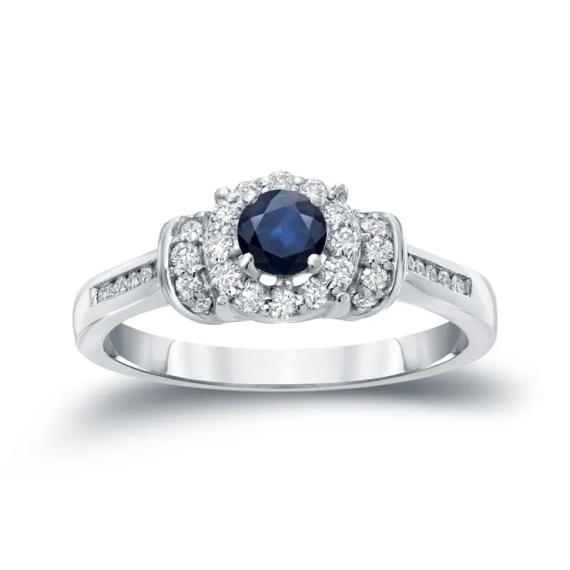 Auriya 1/4ct Blue Sapphire and 1/4ctw Diamond Engagement Ring Set 14k Gold sold by Zulily
