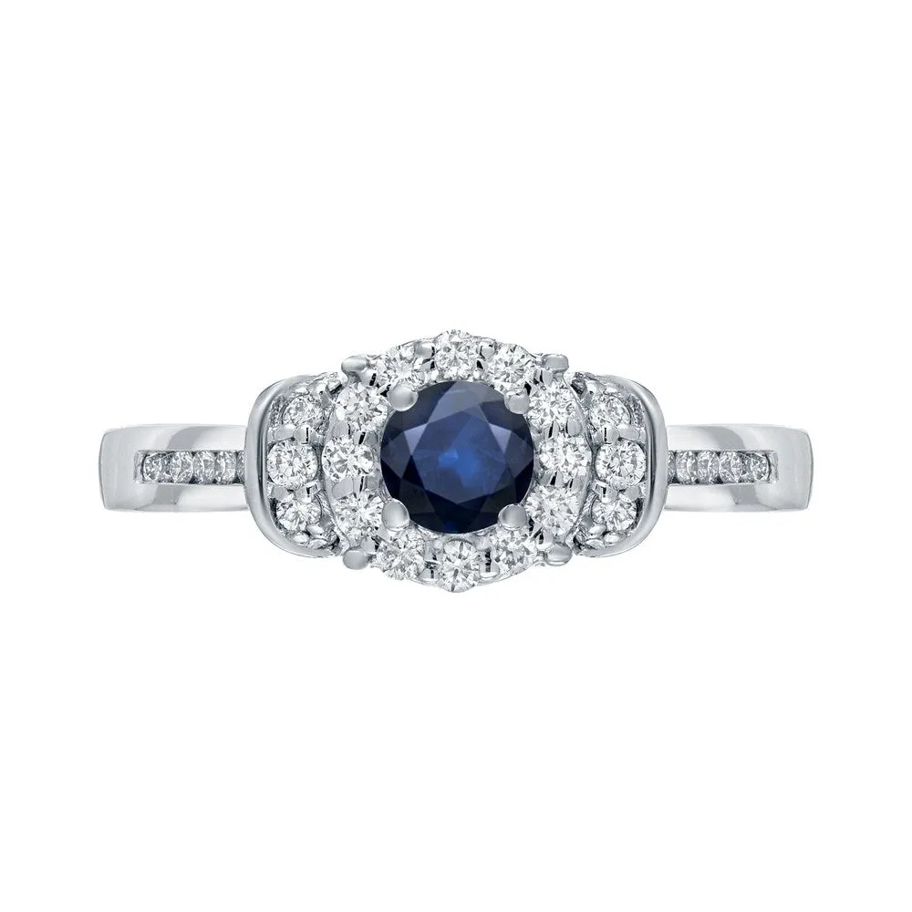 Auriya 1/4ct Blue Sapphire and 1/4ctw Diamond Engagement Ring Set 14k Gold sold by Zulily product image thumbnail 4